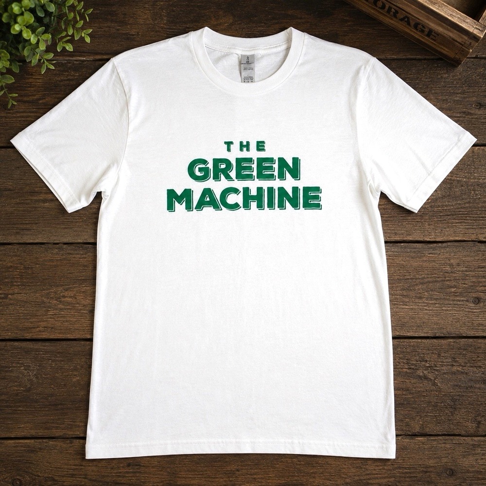 The Green Machine T Shirt Size M White Green Halloween Retro 70s Graphic Tee NWT